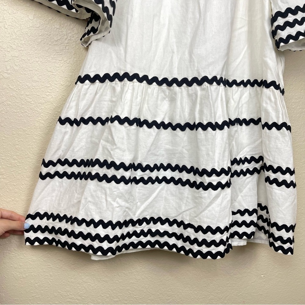 Lisa Marie Fernandez Target Ric Rac Flare Sleeve Linen Blend Dress Size Medium - Picture 6 of 10